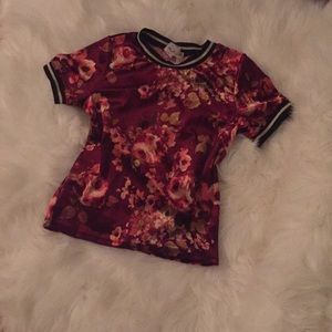 Floral crushed velvet top
